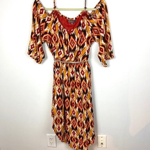 Umgee Bohemian Cold Shoulder Midi Dress Aztec Size Medium Tassel Hippie Boho M - Picture 6 of 7